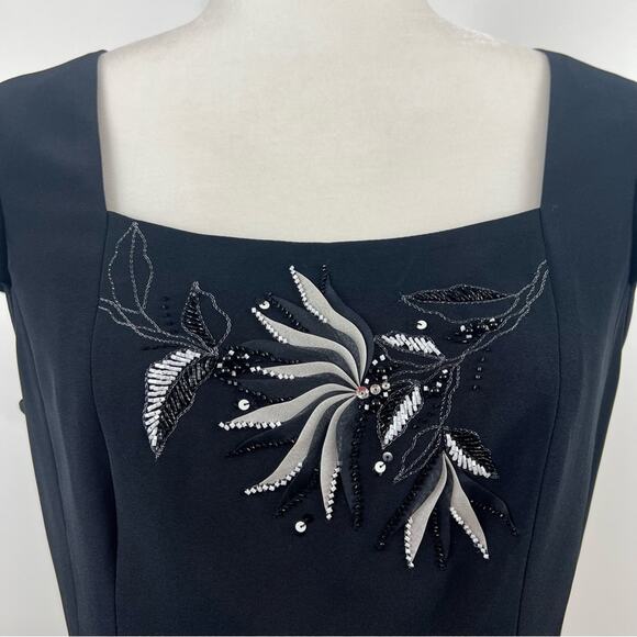 My Ferry Vintage Black 3D Textured Floral Sequin Beaded Detail Top & Blazer - Picture 3 of 15